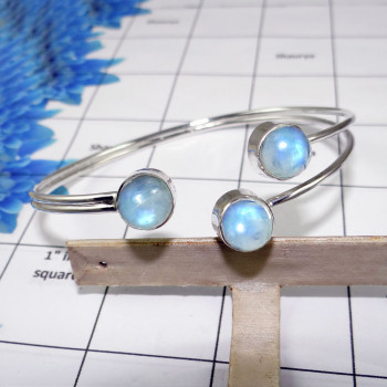 Rainbow Moonstone Bangle - SNB976-Blue Flashy Rainbow Moonstone 925 Sterling Silver Fabulous Designer Bangle Rainbow Moonstone Bangle - SNB976-Blue Flashy Rainbow Moonstone 925 Sterling Silver Fabulous Designer Bangle