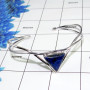 Lapis Lazuli Bangle - SNB982-Genuine Lapis Lazuli 925 Solid Silver Adjustable Handmade Bangle