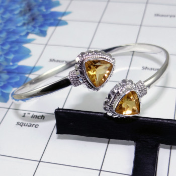 Citrine Cut Bangle - SNB986-Faceted Citrine November Birthstone 925 Sterling Silver Adjustable Handmade Bangle Citrine Cut Bangle - SNB986-Faceted Citrine November Birthstone 925 Sterling Silver Adjustable Handmade Bangle