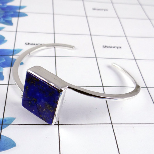Lapis Lazuli Bangle - SNB989-Genuine Lapis Lazuli Made in 925 Sterling Silver New Style Adjustable Bangle Lapis Lazuli Bangle - SNB989-Genuine Lapis Lazuli Made in 925 Sterling Silver New Style Adjustable Bangle