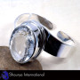 Crystal Cut A - SNB992 - Gorgeous Crystal Cut Gemstone 925 Sterling Silver Adjustable Bangle