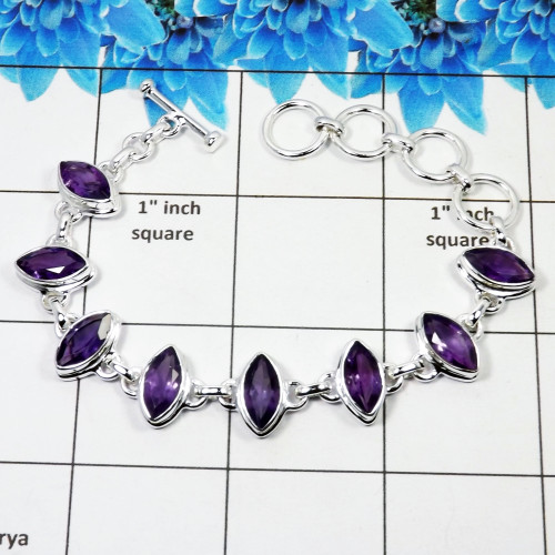 Amethyst Cut I - SPB909 - Amazing Multi Designed Bracelets With 925 Sterling Silver