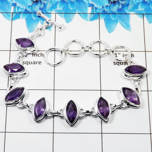 Amethyst Cut I - SPB909 - Amazing Multi Designed Bracelets With 925 Sterling Silver
