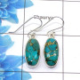 Blue Copper Turquoise Cab Earring E - SPE753-Latest Collection Oval Shape Solid 925 Sterling Silver Factory Handmade Earrings
