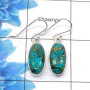 Blue Copper Turquoise Cab Earring E - SPE753-Latest Collection Oval Shape Solid 925 Sterling Silver Factory Handmade Earrings