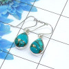 Blue Copper Turquoise Cab Earring G - SPE753-Latest Collection Pear Shape Solid 925 Sterling Silver Factory Handmade Earrings