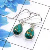 Blue Copper Turquoise Cab Earring K - SPE753-Latest Collection Pearl Shape Solid 925 Sterling Silver Factory Handmade Earrings Blue Copper Turquoise Cab Earring K - SPE753-Latest Collection Pearl Shape Solid 925 Sterling Silver Factory Handmade Earrings