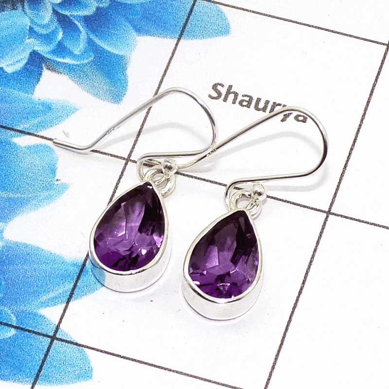 Stunning Amethyst Cut Earring E - SPE757-New Collection Pear Shape 925 Sterling Silver Factory Handmade Earrings Stunning Amethyst Cut Earring E - SPE757-New Collection Pear Shape 925 Sterling Silver Factory Handmade Earrings