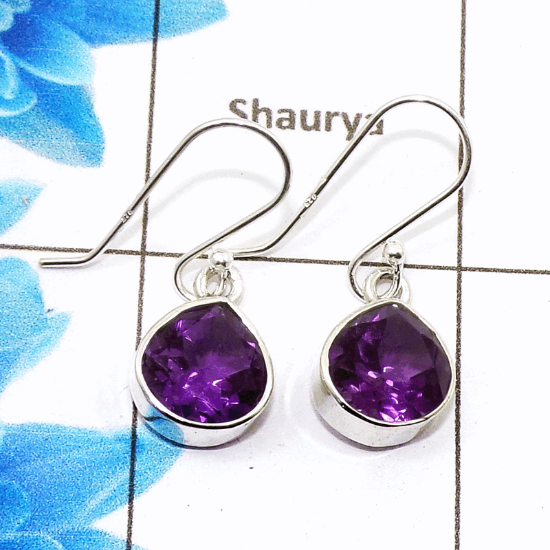 Stunning Amethyst Cut Earring G - SPE757-New Collection Trillion Shape 925 Sterling Silver Factory Handmade Earrings