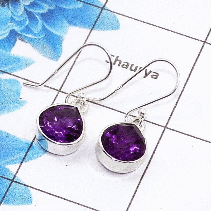 Stunning Amethyst Cut Earring G - SPE757-New Collection Trillion Shape 925 Sterling Silver Factory Handmade Earrings