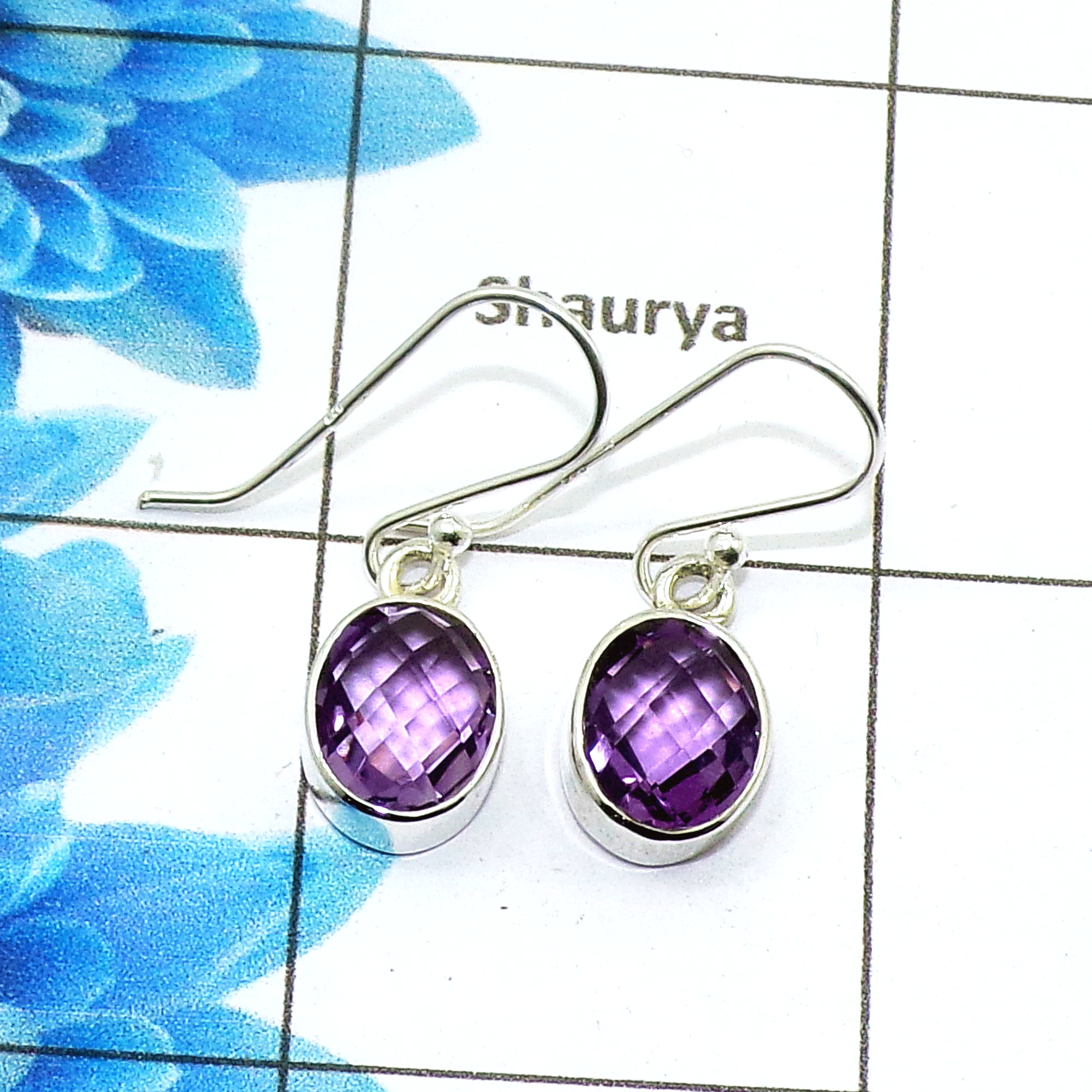 Stunning Amethyst Cut Earring I - SPE757-New Collection Oval Shape Checker Cut 925 Sterling Silver Factory Handmade Earrings