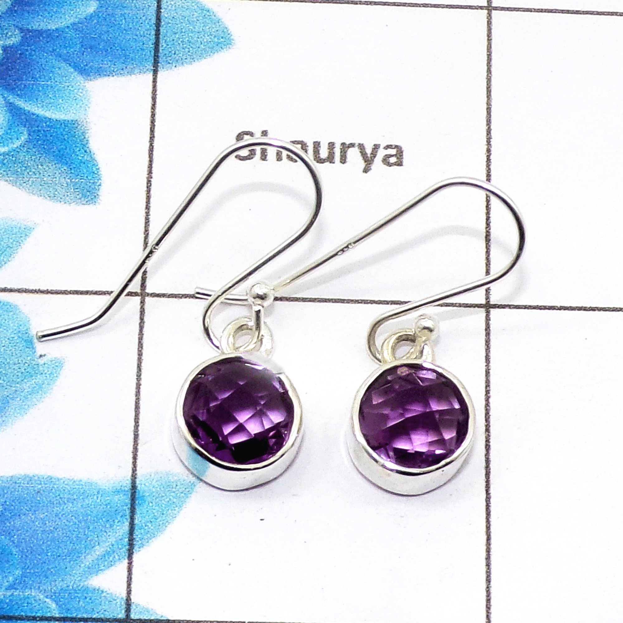 Stunning Amethyst Cut Earring K - SPE757-New Collection Round Shape Checker Cut 925 Sterling Silver Factory Handmade Earrings