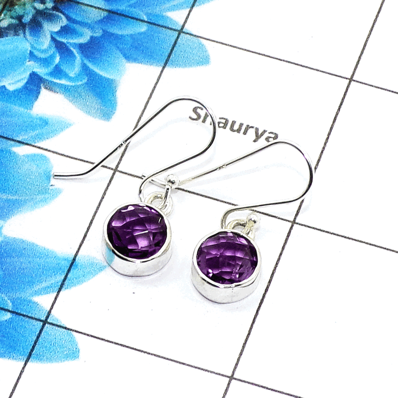 Stunning Amethyst Cut Earring K - SPE757-New Collection Round Shape Checker Cut 925 Sterling Silver Factory Handmade Earrings Stunning Amethyst Cut Earring K - SPE757-New Collection Round Shape Checker Cut 925 Sterling Silver Factory Handmade Earrings