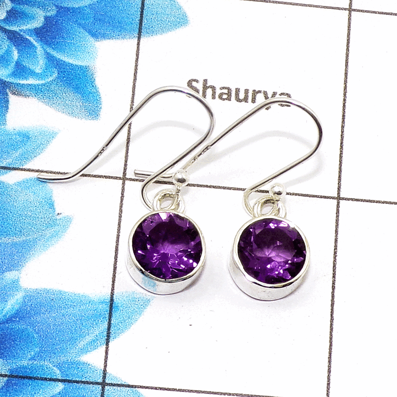 Stunning Amethyst Cut Earring L - SPE757-New Collection Round Shape 925 Sterling Silver Factory Handmade Earrings Stunning Amethyst Cut Earring L - SPE757-New Collection Round Shape 925 Sterling Silver Factory Handmade Earrings