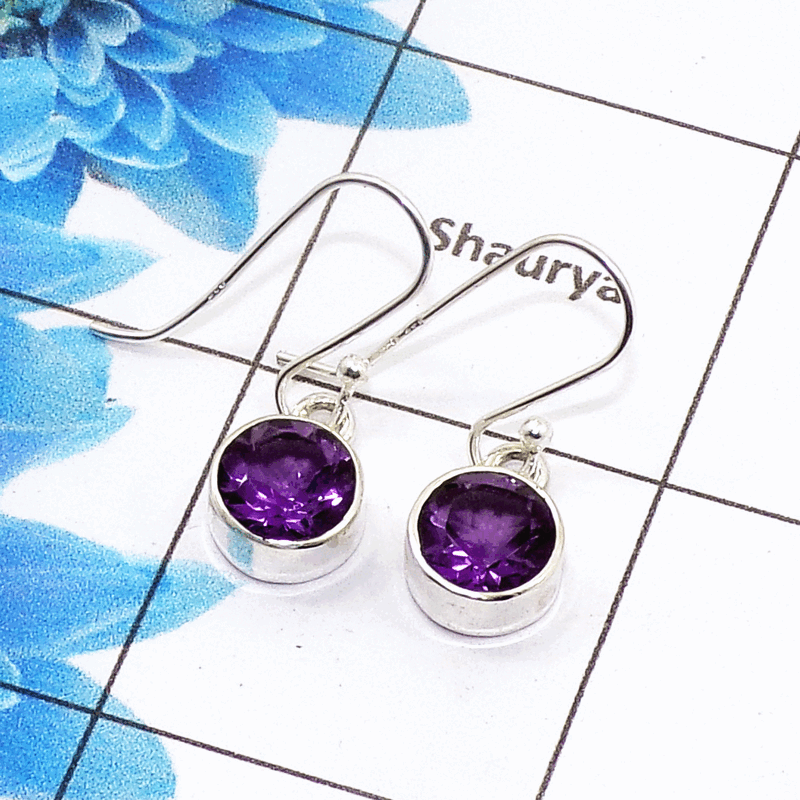 Stunning Amethyst Cut Earring L - SPE757-New Collection Round Shape 925 Sterling Silver Factory Handmade Earrings Stunning Amethyst Cut Earring L - SPE757-New Collection Round Shape 925 Sterling Silver Factory Handmade Earrings