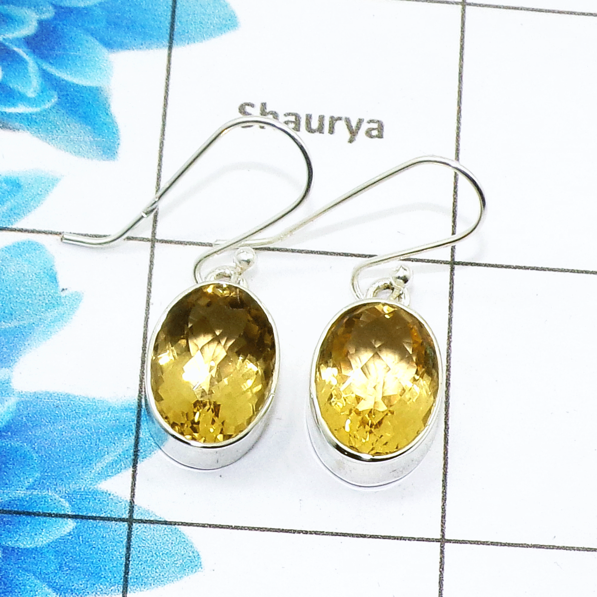 Beautiful Citrine Cut Earring F - SPE758-Newly Arrival Oval Shape 925 Sterling Silver Factory Handmade Earrings