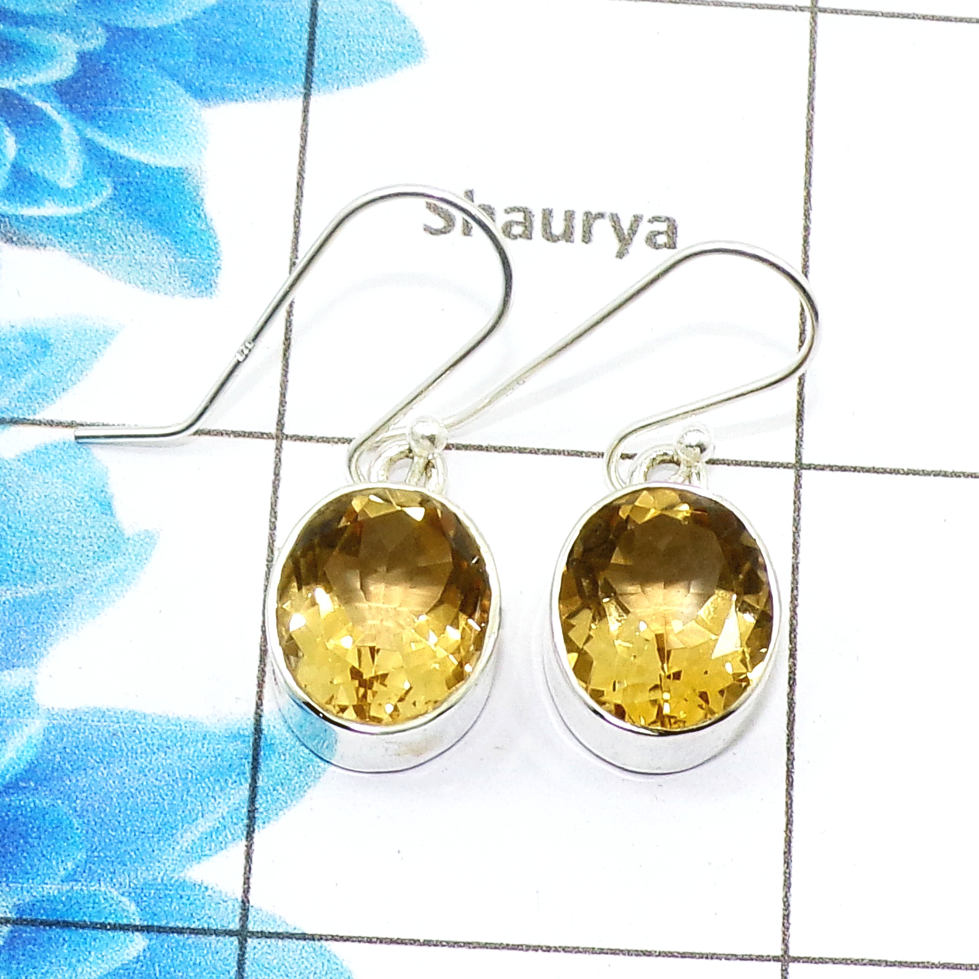 Beautiful Citrine Cut Earring G - SPE758-Newly Arrival Oval Shape 925 Sterling Silver Factory Handmade Earrings