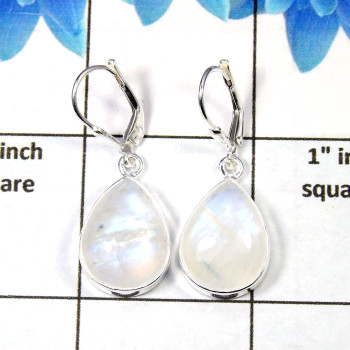 Rainbow Moonstone Cab O - SPE760-Leverback 925 Sterling Silver Factory Handmade Earrings Rainbow Moonstone Cab O - SPE760-Leverback 925 Sterling Silver Factory Handmade Earrings