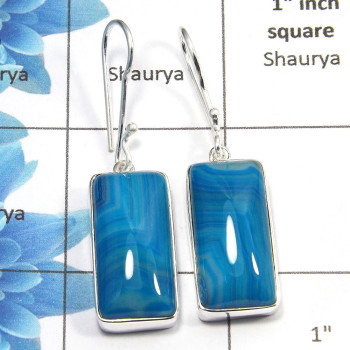 Agate Cab - A SPE762 - Natural Agate Gemstone Handmade Plain Setting 925 Sterling Silver Earring Agate Cab - A SPE762 - Natural Agate Gemstone Handmade Plain Setting 925 Sterling Silver Earring