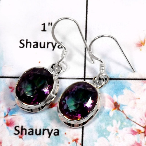 Mystic Quartz-M SPE763-Elegant Cut Gemstone Handmade Wholesale Earrings 925 Sterling Silver Mystic Quartz-M SPE763-Elegant Cut Gemstone Handmade Wholesale Earrings 925 Sterling Silver
