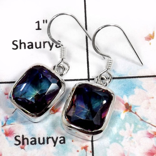 Mystic Quartz-P SPE763-Multi color Cut Gemstone Handmade Wholesale Earrings 925 Sterling Silver Mystic Quartz-P SPE763-Multi color Cut Gemstone Handmade Wholesale Earrings 925 Sterling Silver