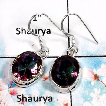 Mystic Quartz-W SPE763-Amazing Multi Color Cut Gemstone Plain Earrings 925 Sterling Silver Mystic Quartz-W SPE763-Amazing Multi Color Cut Gemstone Plain Earrings 925 Sterling Silver