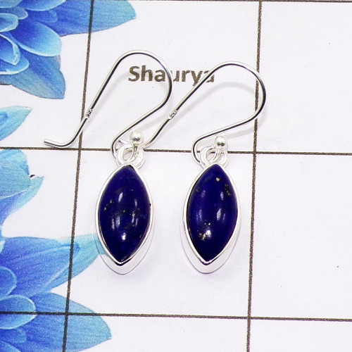 Lapis Lazuli Cab L - SPE769-Amazing 925 Sterling Silver Factory Handmade Earrings