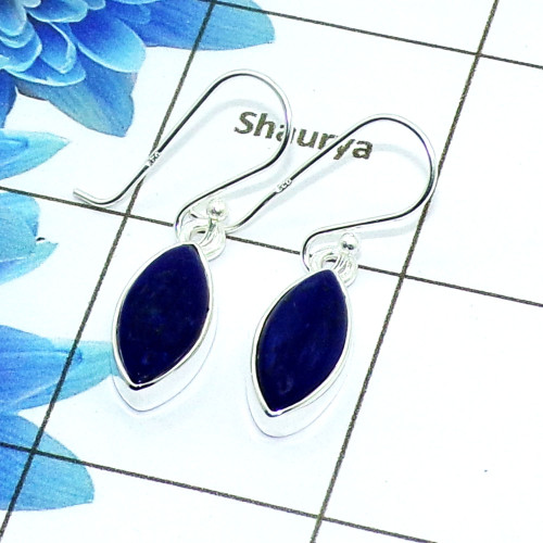 Lapis Lazuli Cab L - SPE769-Amazing 925 Sterling Silver Factory Handmade Earrings
