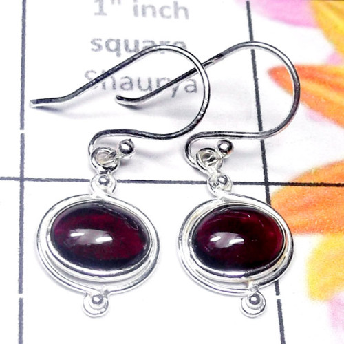 Garnet D - SPE995-Plain Silver Small Size Pretty Earring