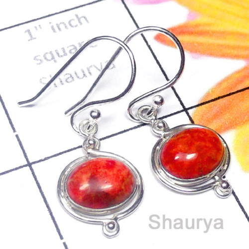 Sponge Coral E - SPE995-Plain Silver Small Size Pretty Earring