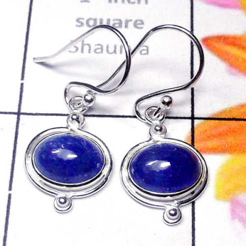 Tanzanite G - SPE995-Plain Silver Small Size Pretty Earring