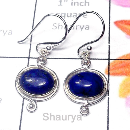 Lapis H - SPE995-Plain Silver Small Size Pretty Earring