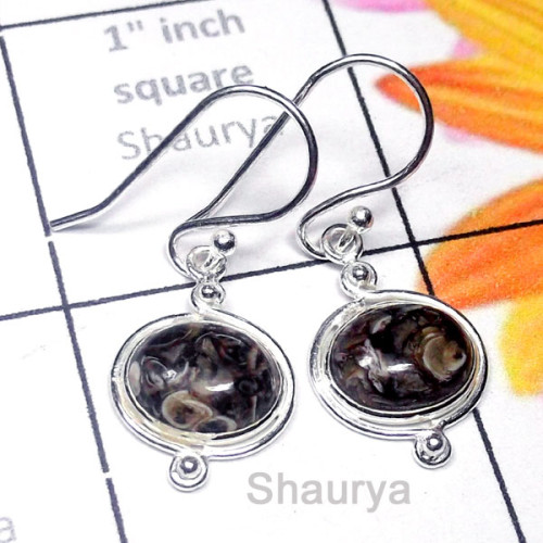 Turtella Jasper O - SPE995-Plain Silver Small Size Pretty Earring