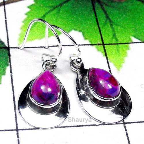 Purple Turquoise D - SPE998-Cab Multi Gemstone Stunning Earring