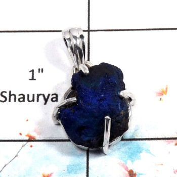 Azurite Rough - I SPS877 - Indian Company Made Azurite Rough Gemstone Prong Setting Pendant 925 Sterling Silver Azurite Rough - I SPS877 - Indian Company Made Azurite Rough Gemstone Prong Setting Pendant 925 Sterling Silver