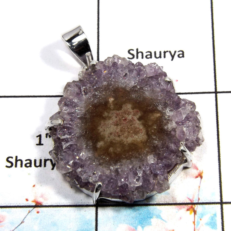Amethyst Stalactite - B SPS878 - Solid 925 Sterling Silver Amethyst Stalactite Stone Prong Setting Big Pendant Amethyst Stalactite - B SPS878 - Solid 925 Sterling Silver Amethyst Stalactite Stone Prong Setting Big Pendant