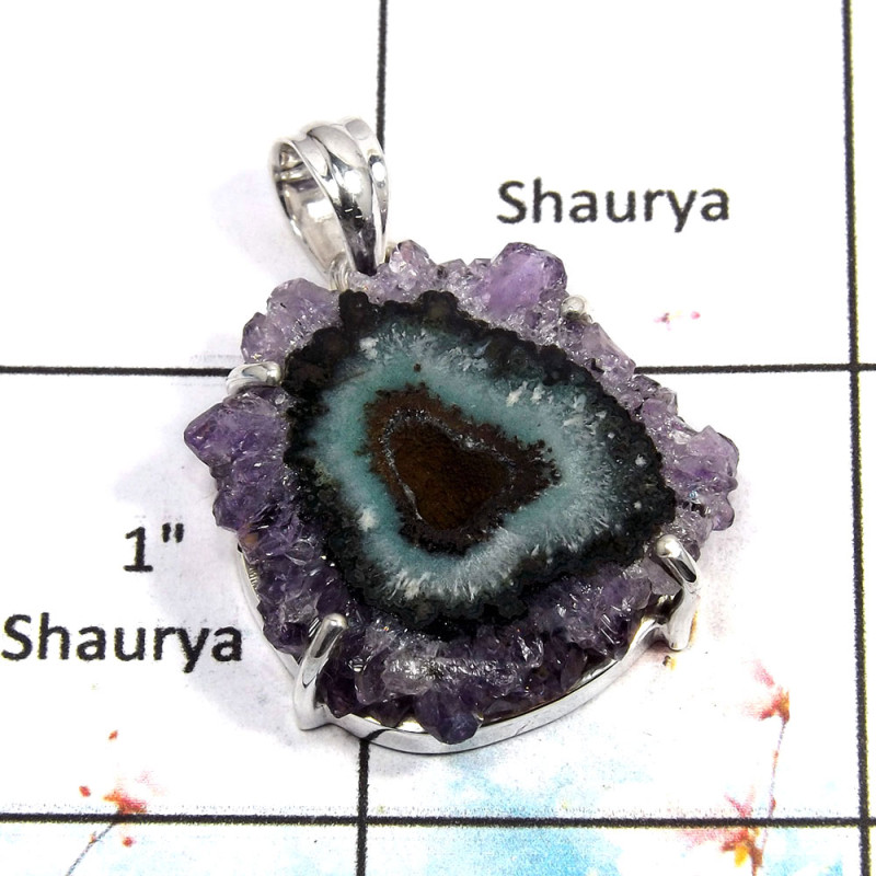 Amethyst Stalactite - O SPS878 - Solid 925 Sterling Silver Amethyst Stalactite Stone Prong Setting Pendant Amethyst Stalactite - O SPS878 - Solid 925 Sterling Silver Amethyst Stalactite Stone Prong Setting Pendant