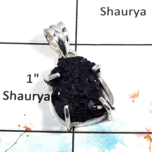 Azurite Rough - F SPS879 - Newly Handmade Azurite Rough Stone 925 Silver Prong Setting Pendant