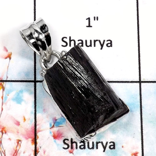 Tourmaline Rough-F SPS883-Amazing Rough Gemstone Wholesale Handmade Pendant 925 Sterling Silver