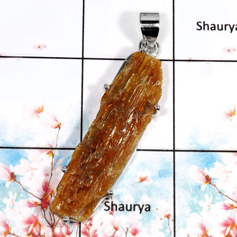 Orange kyanite-G SPS884-Indian Wholesale Company Handmade Pendant 925 Sterling Silver Orange kyanite-G SPS884-Indian Wholesale Company Handmade Pendant 925 Sterling Silver