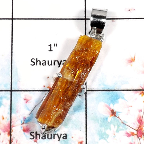 Orange kyanite-K SPS884-Orange Kyanite Rough Prong Setting Pendant 925 Sterling Silver Orange kyanite-K SPS884-Orange Kyanite Rough Prong Setting Pendant 925 Sterling Silver