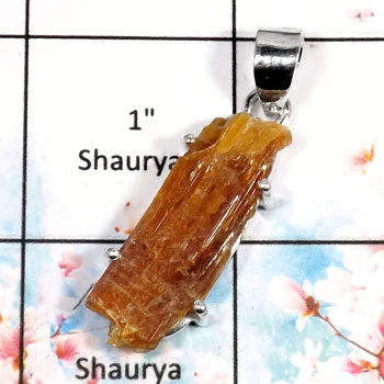 Orange kyanite-O SPS884-Beautiful Orange kyanite Rough Prong Setting Pendant 925 Sterling Silver Orange kyanite-O SPS884-Beautiful Orange kyanite Rough Prong Setting Pendant 925 Sterling Silver