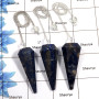 3 pcs Lapis - K SPU997 - Indian Factory Made Brass Silver Plated Natural Blue Lapis Gemstone 3 Pcs Pendulum Lots