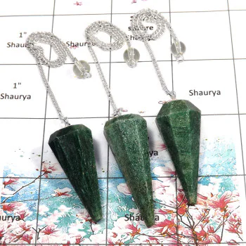 3 Pcs Green Aventurine - B SPU998 - Newly Handmade Brass Silver Plated 3 Pcs Pendulum Lots
