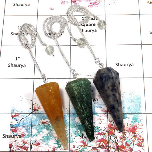 3 pcs Golden Rutile, Green Aventurine & Sodalite - K SPU998 - Brass Silver Plated 3 Pcs Pendulum Lots