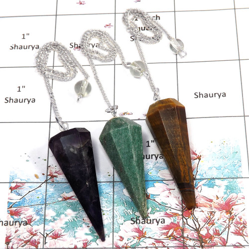 3Pcs Amethyst, Green Aventurine & Tiger Eye - L SPU998 - Newly Made Brass Silver Plated 3 Pcs Pendulum Lots 3Pcs Amethyst, Green Aventurine & Tiger Eye - L SPU998 - Newly Made Brass Silver Plated 3 Pcs Pendulum Lots