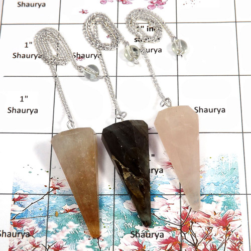 3 Pcs Golden Rutile, Labradorite & Rose Quartz - N SPU998 - Brass Silver Plated Natural Gemstone 3 Pcs Pendulum Lots 3 Pcs Golden Rutile, Labradorite & Rose Quartz - N SPU998 - Brass Silver Plated Natural Gemstone 3 Pcs Pendulum Lots