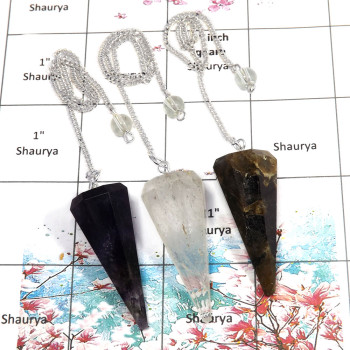 3 Pcs Amethyst, Crystal & Labradorite - P SPU998 - Awesome Natural Gemstone Brass Silver Plated 3 Pcs Pendulum Lots 3 Pcs Amethyst, Crystal & Labradorite - P SPU998 - Awesome Natural Gemstone Brass Silver Plated 3 Pcs Pendulum Lots