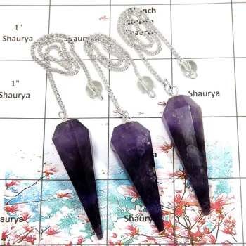 3 pcs Amethyst - D SPU999 - Gorgeous Purple Amethyst Made In Brass Silver Plated 3 Pcs Pendulum Lots