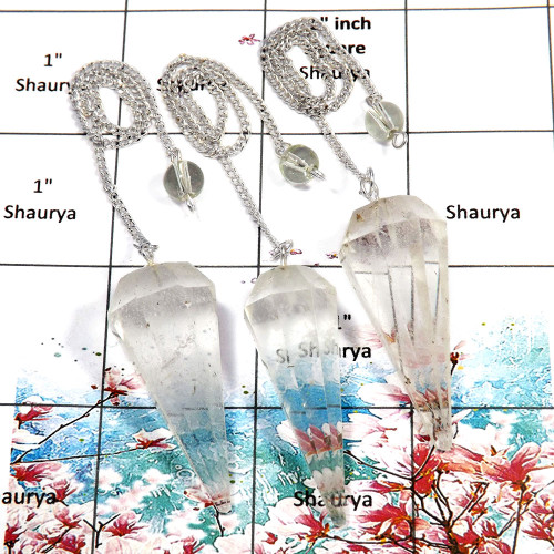 3 Pcs Crystal Quartz - E SPU999 - Handmade Crystal Quartz Stone Made In Brass Silver Plated 3 Pcs Pendulum Lots 3 Pcs Crystal Quartz - E SPU999 - Handmade Crystal Quartz Stone Made In Brass Silver Plated 3 Pcs Pendulum Lots